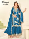 Rangrut Aasama Chinon Embroidery Plazzo Suits Exporters In India
